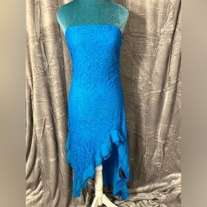 Urban Outfitters Silence + Noise Blue Lace Strapless Dress Women’s Size Large